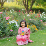 বাচ্চাদের পিঙ্ক সফট কাতান রেডি শাড়ি - Image 2