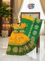 বাচ্চাদের হলুদ কাতান রেডি শাড়ি